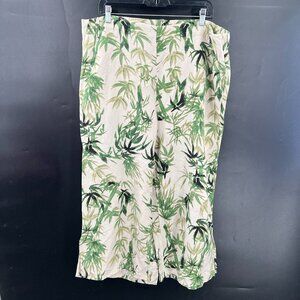 NEW J. Jill high rise wide leg linen blend pants bamboo jungle print XL petite